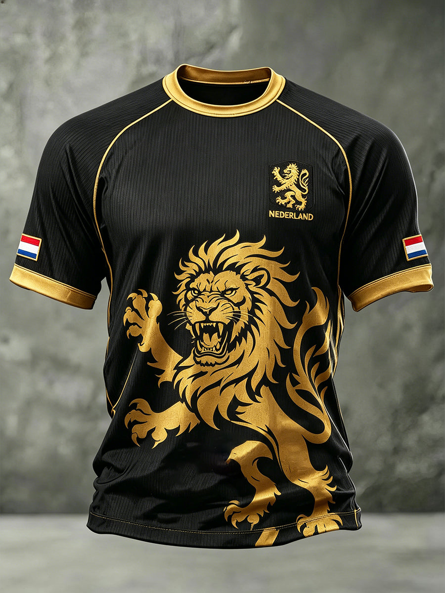 Heren Voetbal Stijl Lion Print Raglan Mouw T-shirt