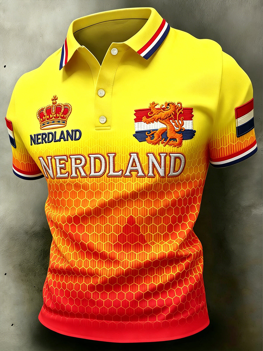 Atletisch poloshirt met kleurblokprint voor heren