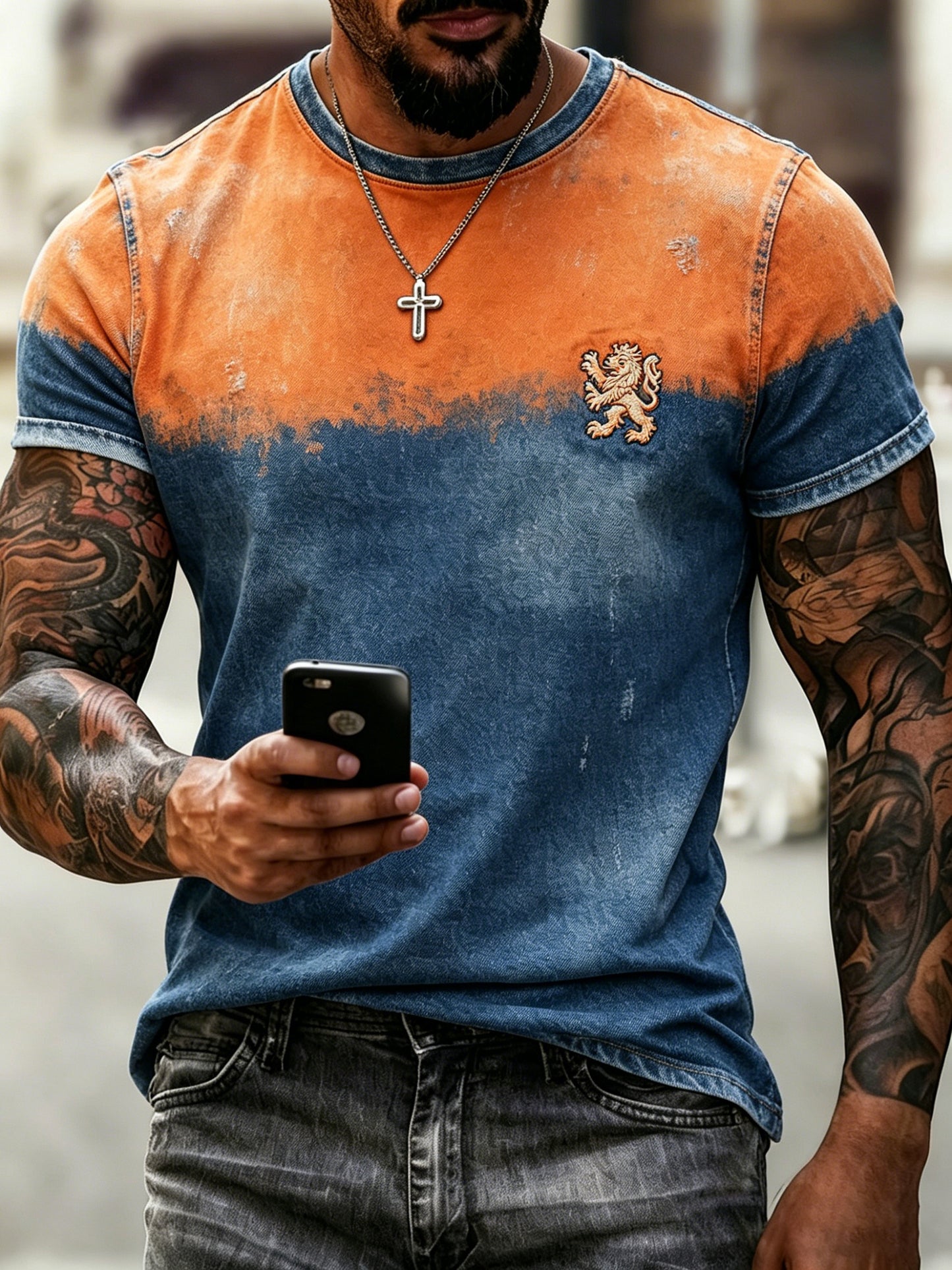 Heren T-shirt met kunstprint ter herinnering aan Koningsdag