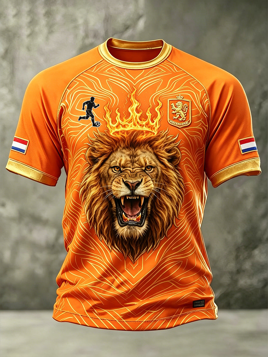 Heren leeuwenprint Raglan mouw T-shirt