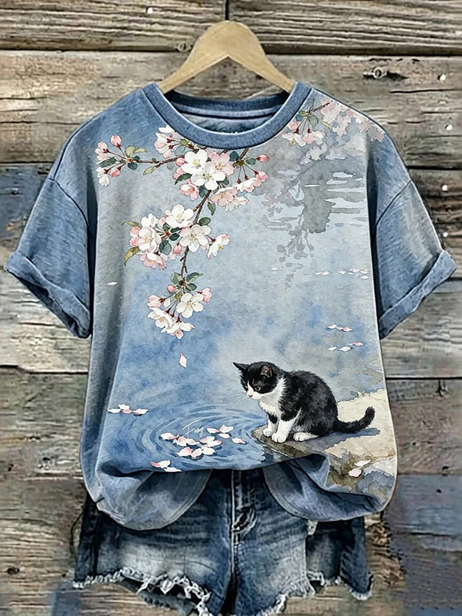 Dames leuk t-shirt met kattenprint
