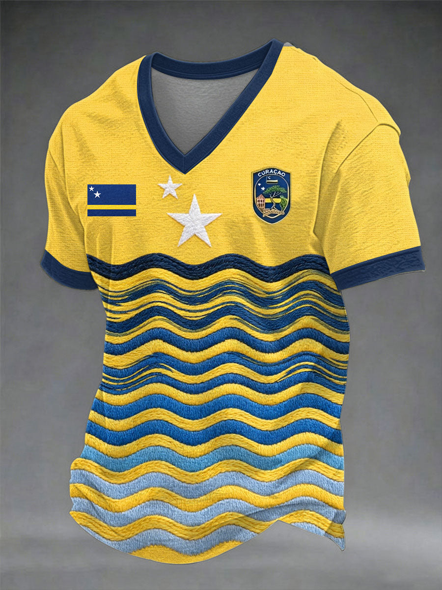 Heren Curaçao voetbalprint casual t-shirt