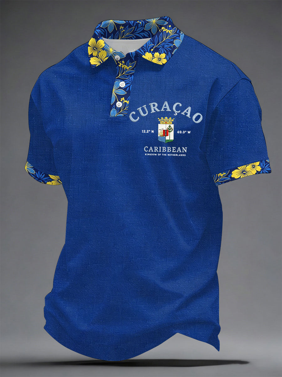 Heren Curaçao-print casual t-shirt