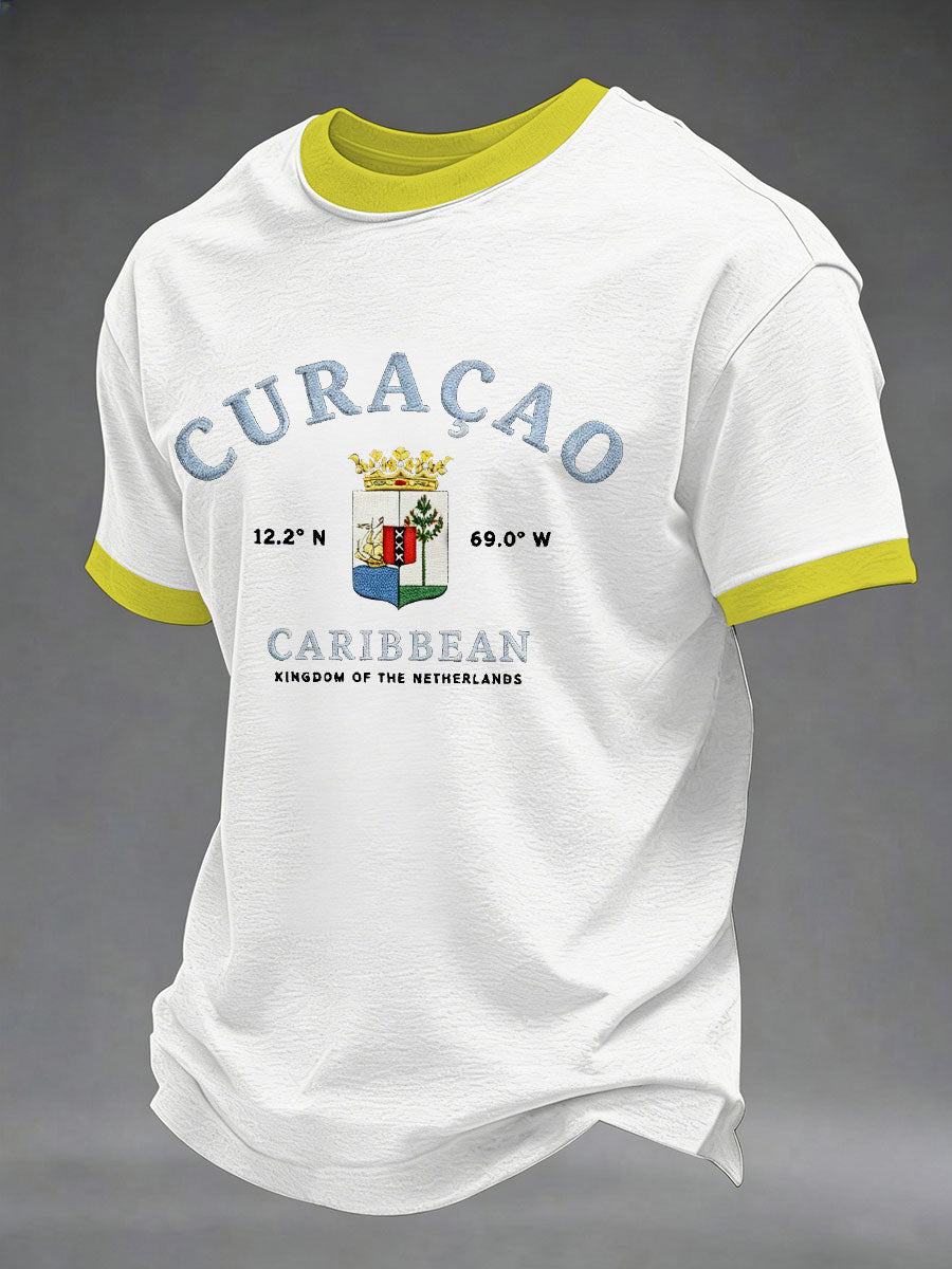 Heren Curaçao-print casual t-shirt