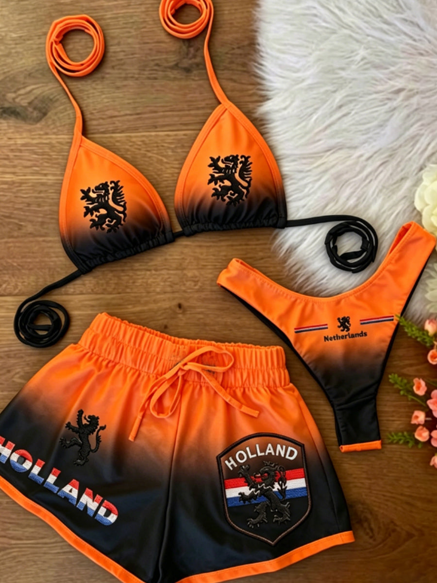 Driedelige vakantie bikini-zwempakset voor dames