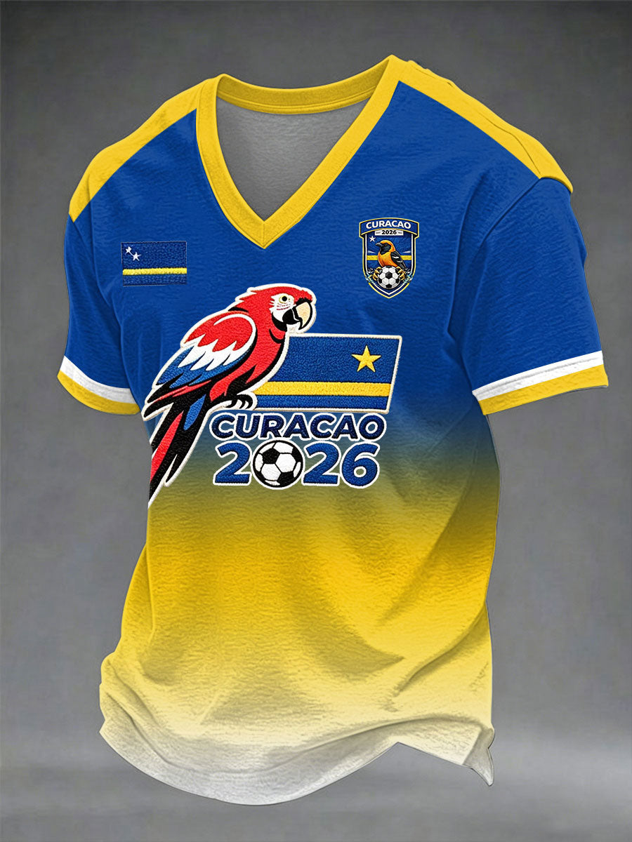Heren Curaçao voetbalprint casual t-shirt