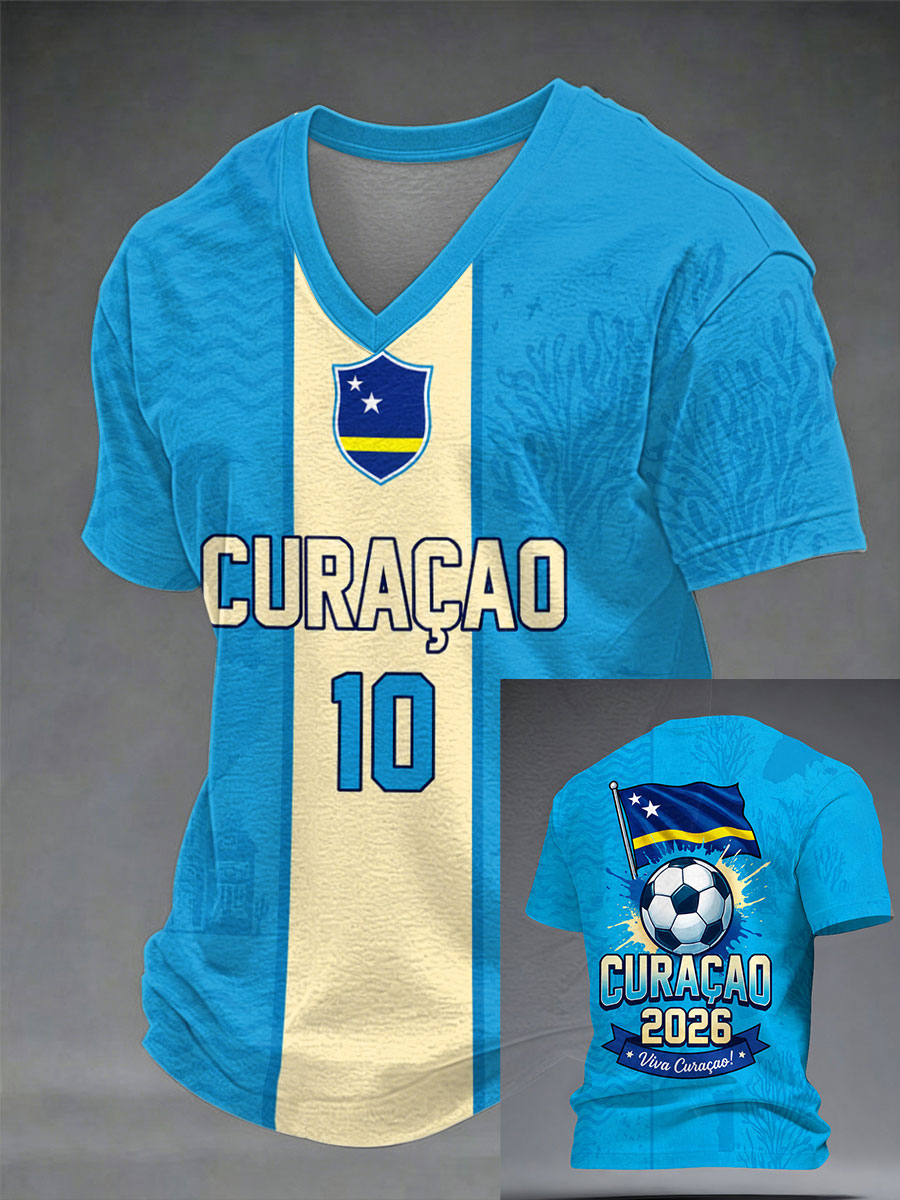 Heren Curaçao voetbalprint casual t-shirt