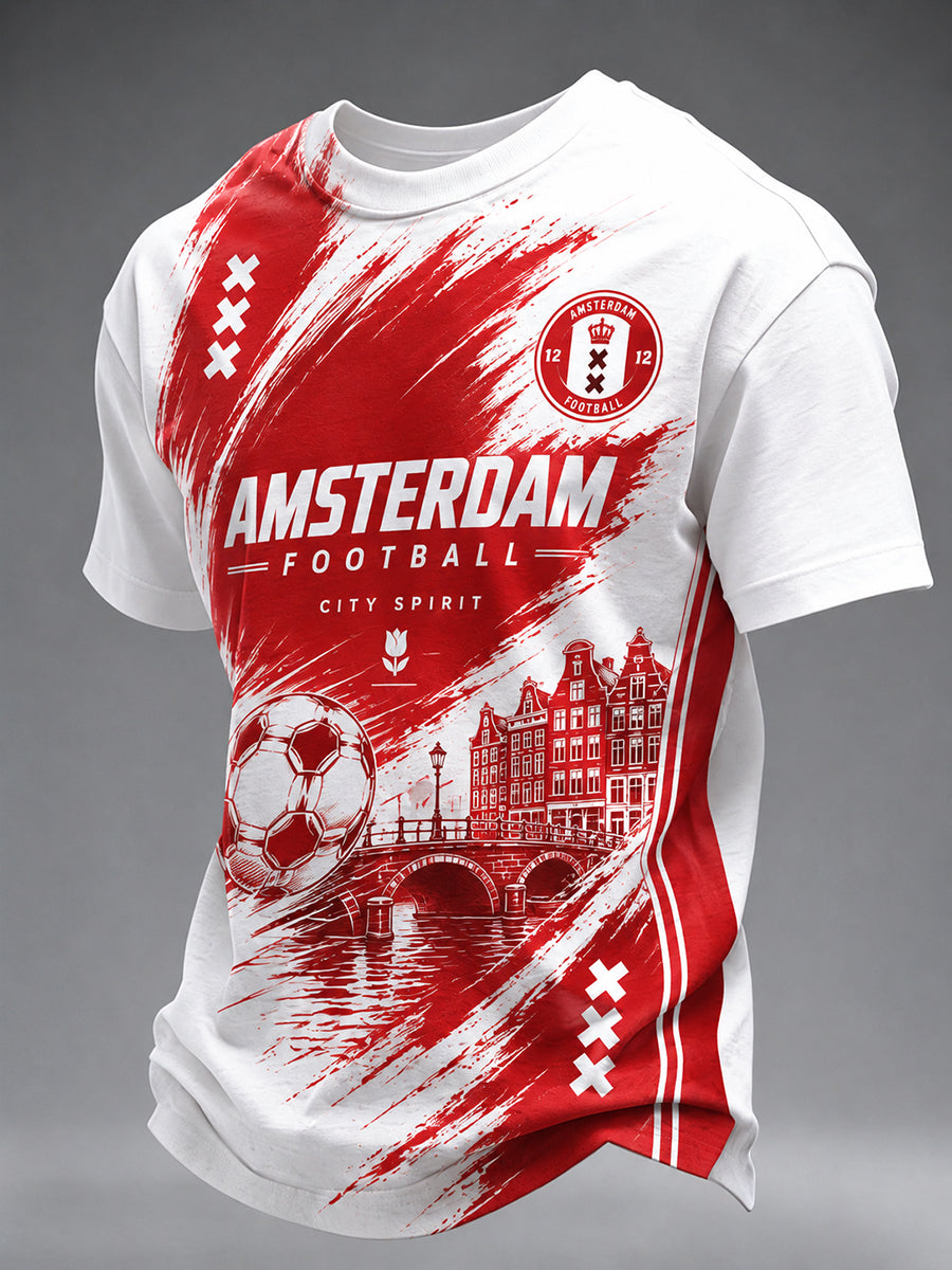 T-shirt met korte mouwen en voetbalprint voor heren