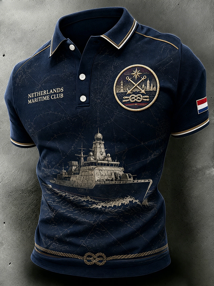 Poloshirt met marinethemd en korte mouwen voor heren
