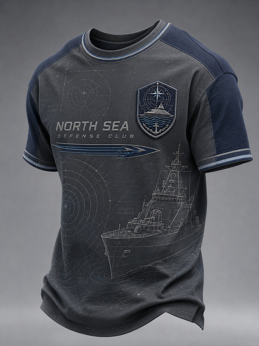 Navy-thema bedrukt T-shirt met korte mouwen voor heren