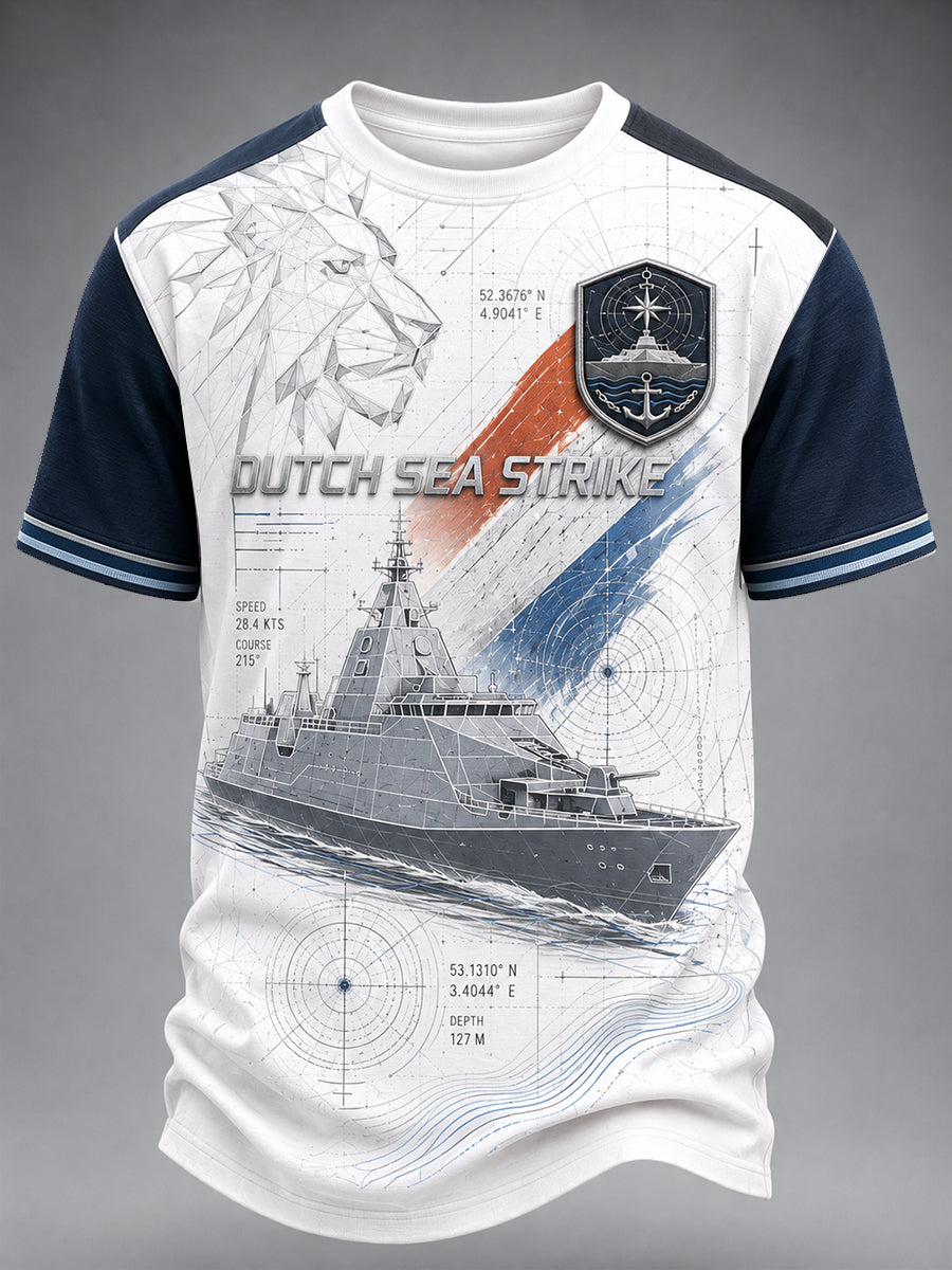 Heren-T-shirt met marine-thema en print, korte mouwen