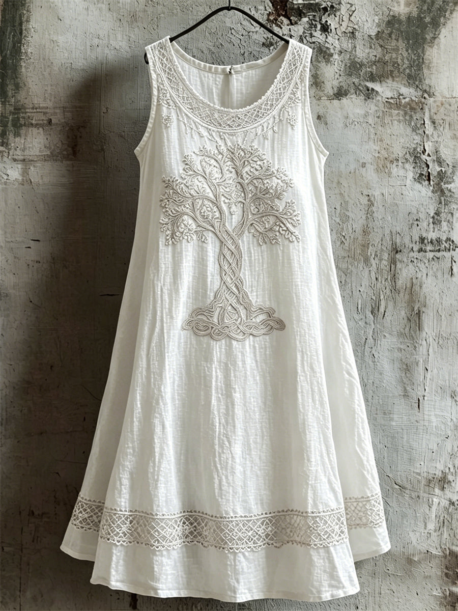 Dames Viking Levensboom Keltische print linnen tankjurk