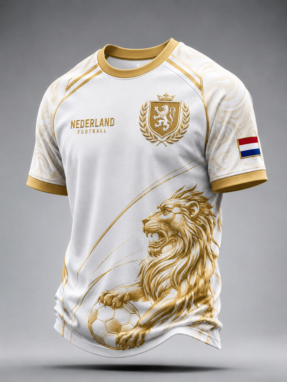 Heren T-shirt met leeuwenprint, raglanmouwen en korte mouwen