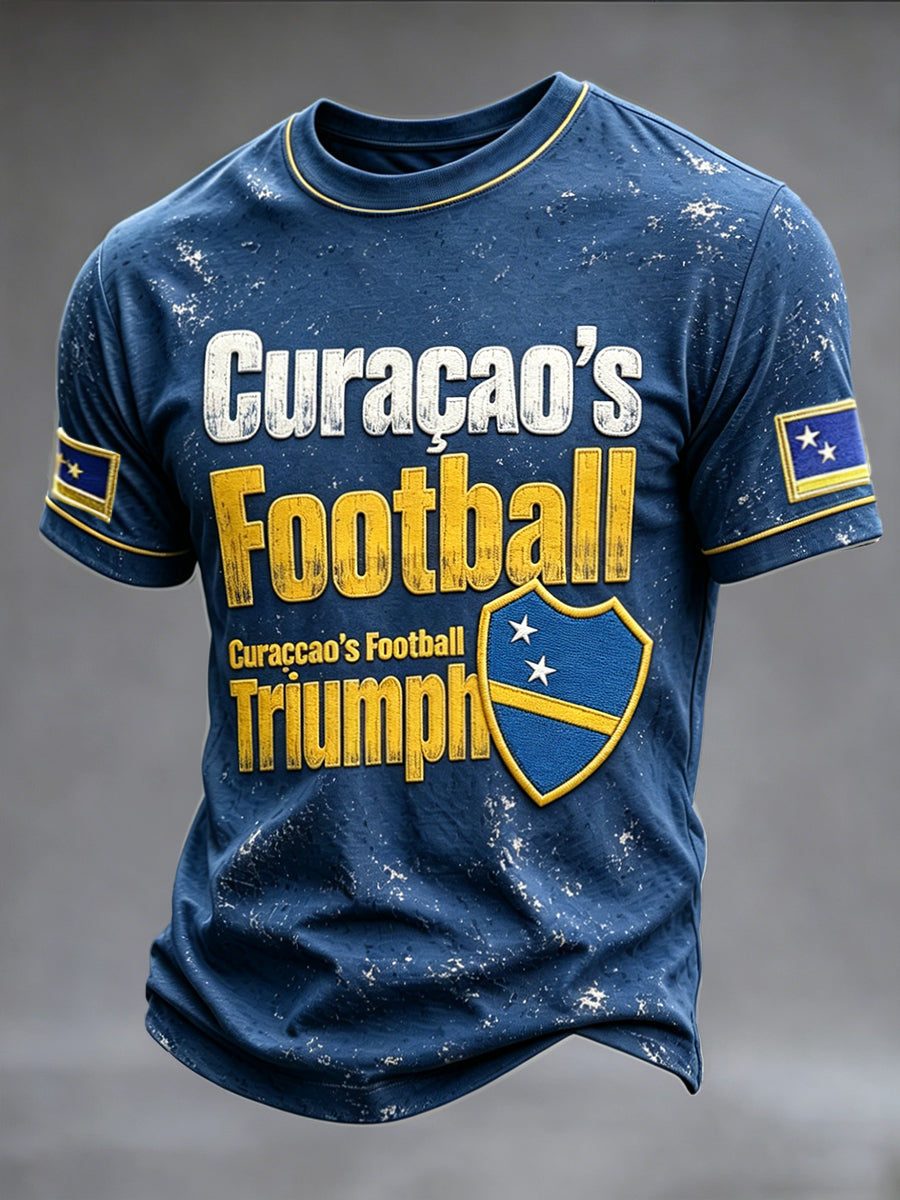 Heren blauw Curaçao vlag 3D-gedrukt casual T-shirt