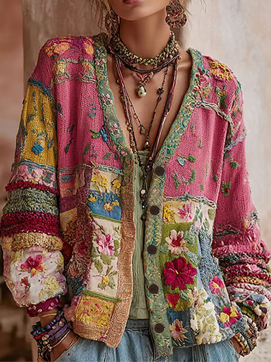 Roze gebloemde print casual vest voor dames