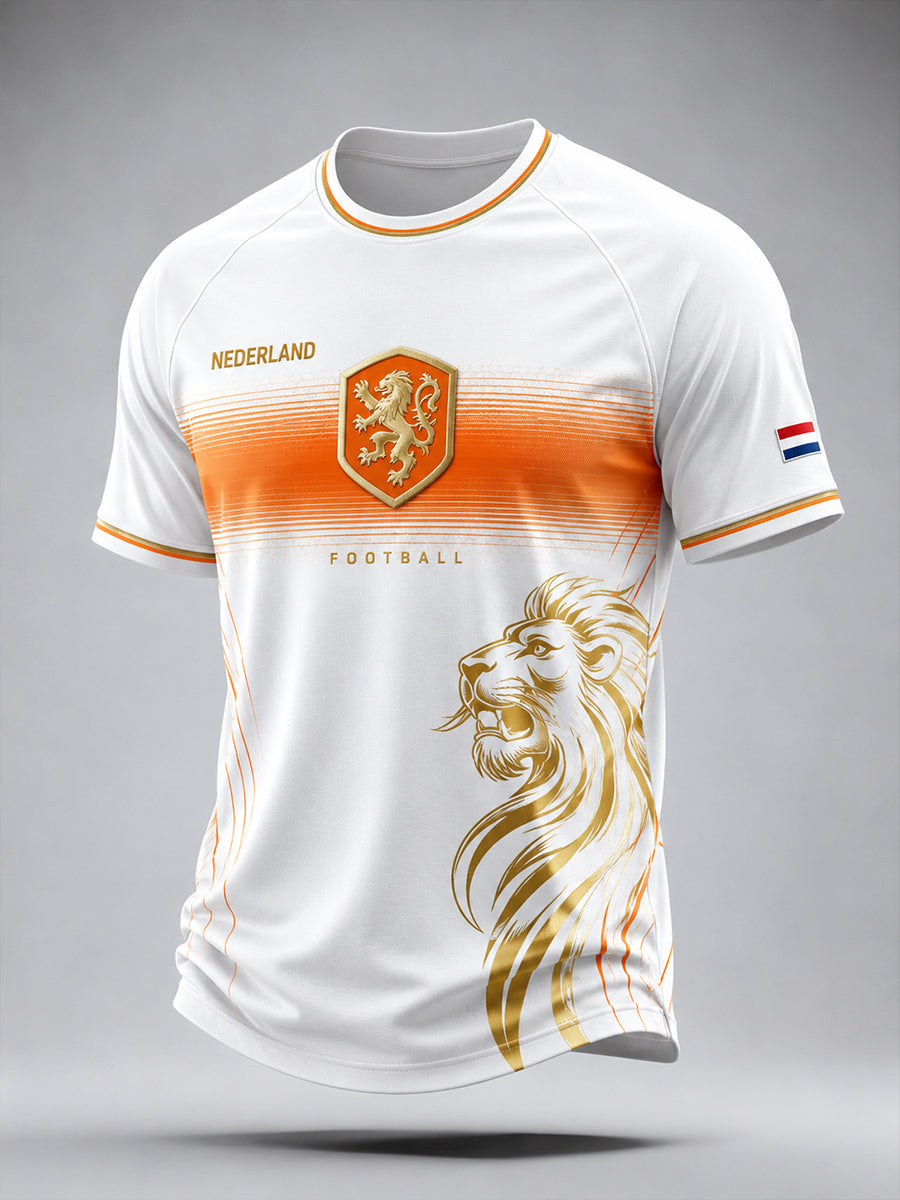 Lion Football Pattern Gedrukte Raglan mouw T-shirt met korte mouwen