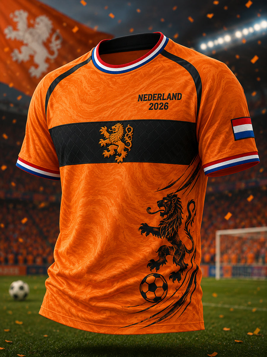 Heren T-shirt met voetbalprint, raglanmouwen en korte mouwen