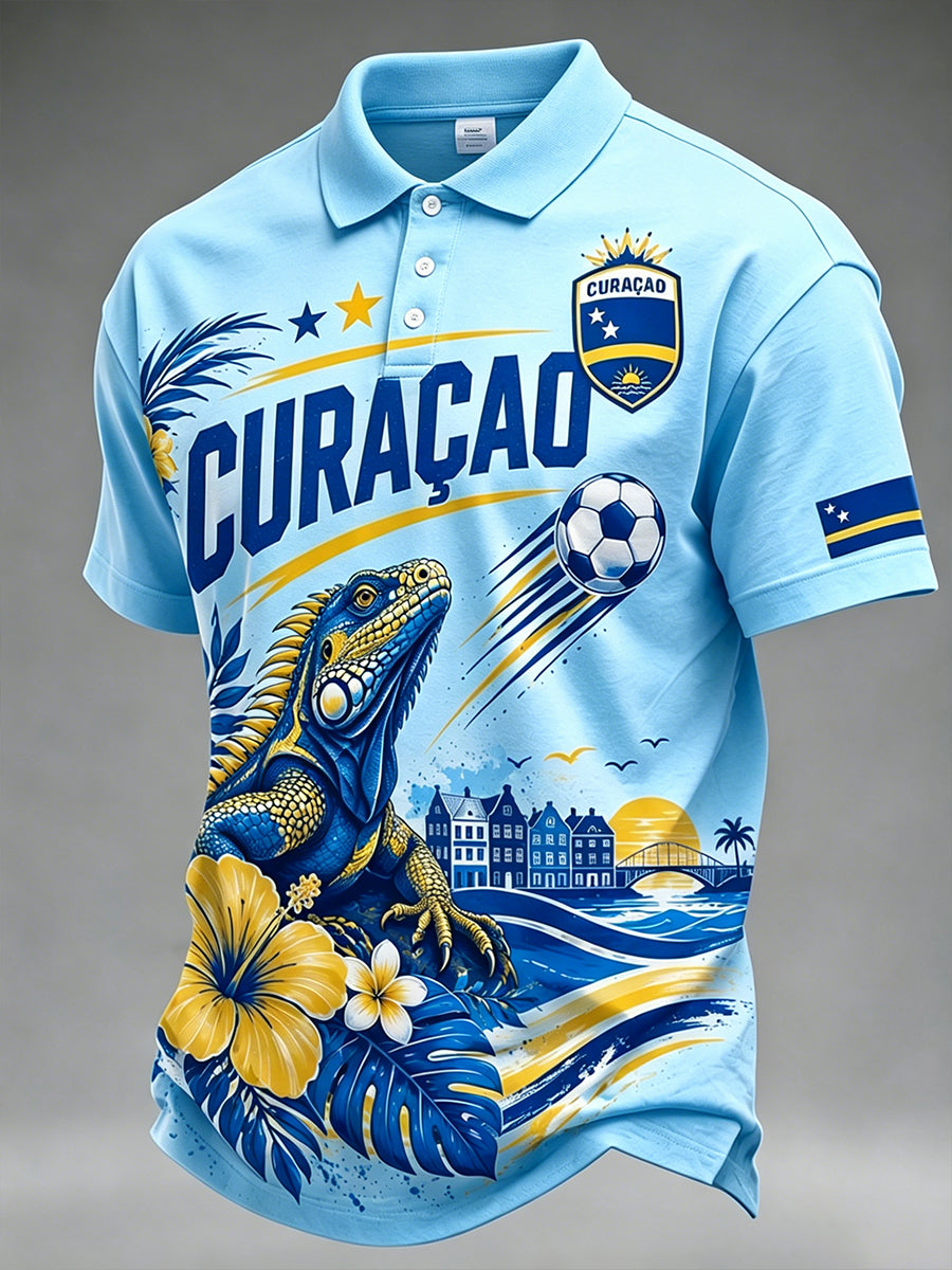 Herenpoloshirt met korte mouwen en Eiland bloemenprint