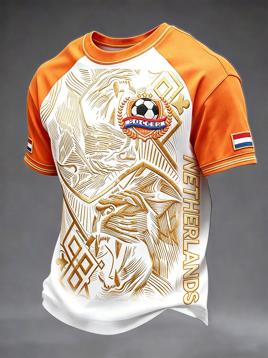Nederland Voetbalprint Casual T-shirt voor heren