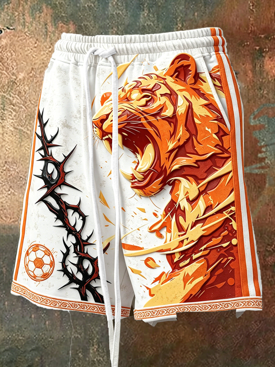 Nederlandse tijger voetbalprint casual sportshorts voor heren