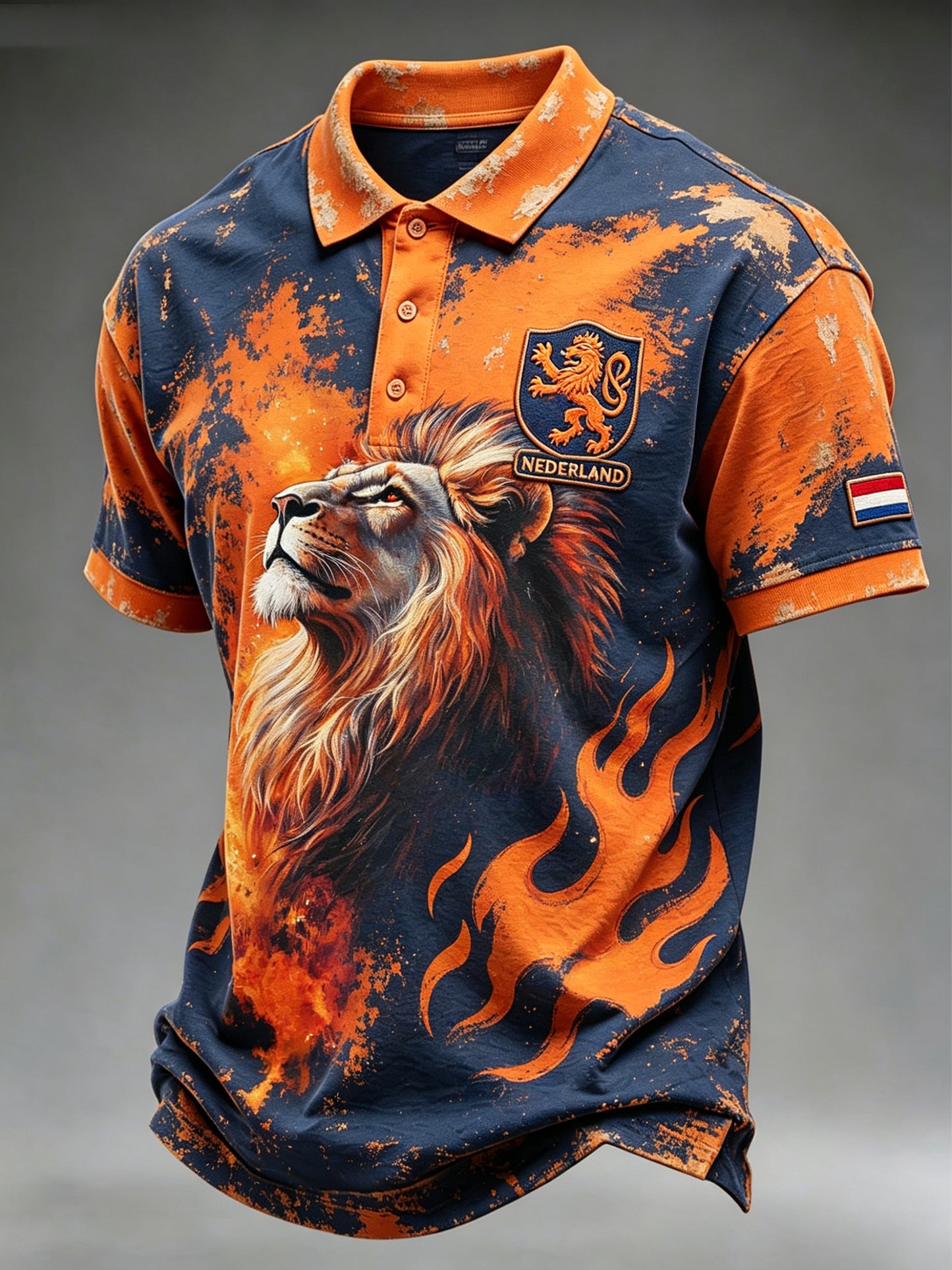 Herenruste polotshirt met leeuwdruk