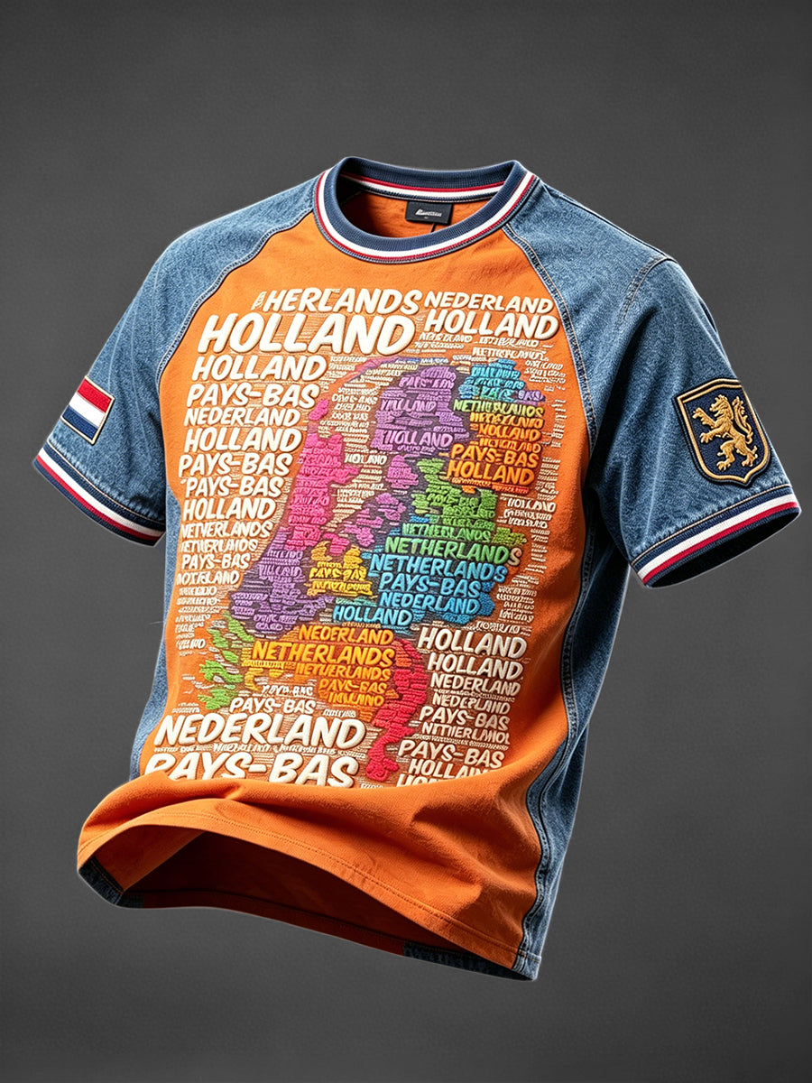 Casual t-shirt voor heren met zomerse karnavalmotieven
