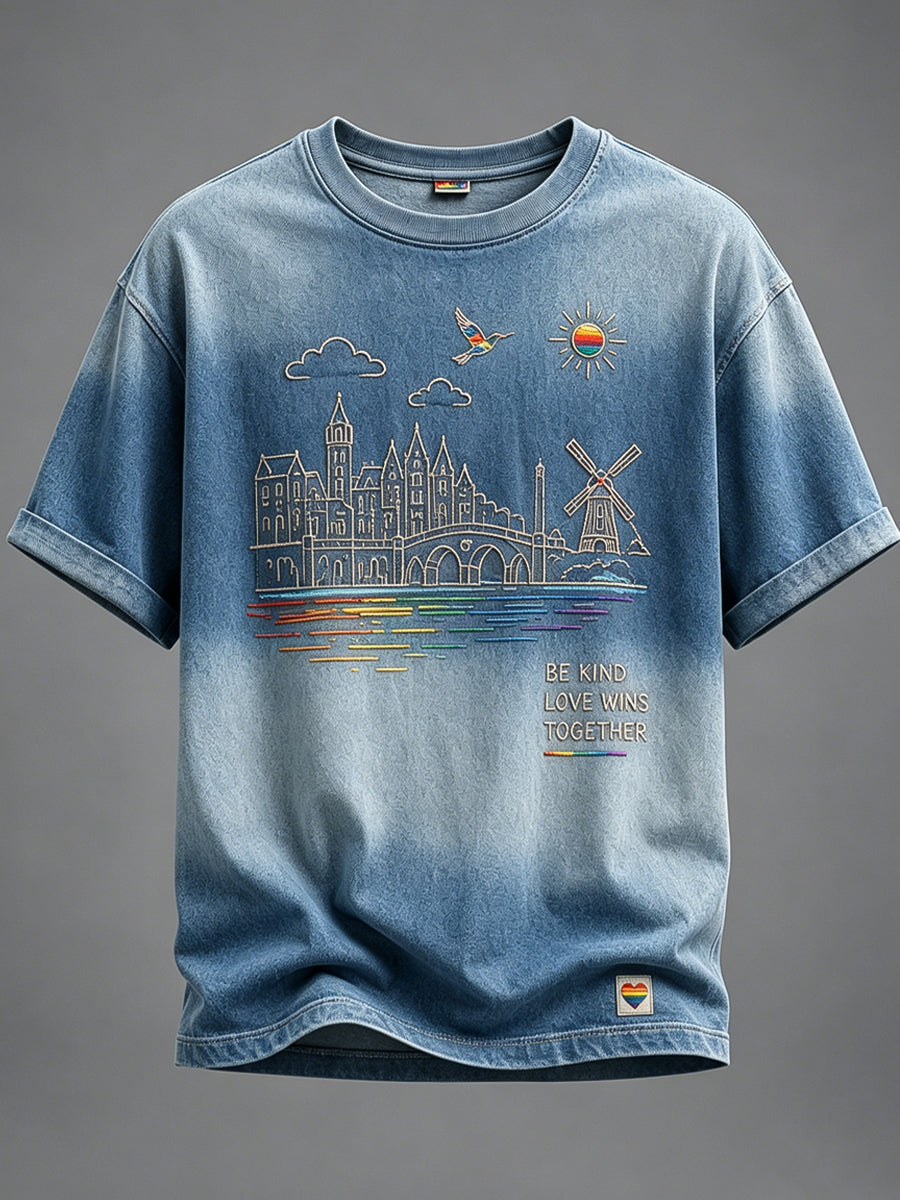 Unisex Nederlandse Pride Gradiënt Art Casual T-shirt