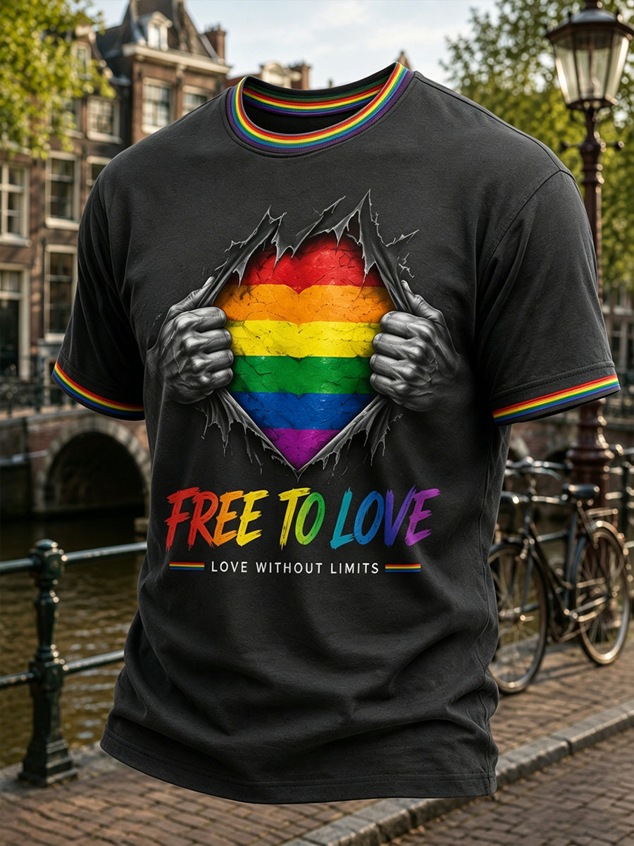 LGBT-regenboogprintshirt met korte mouwen voor heren