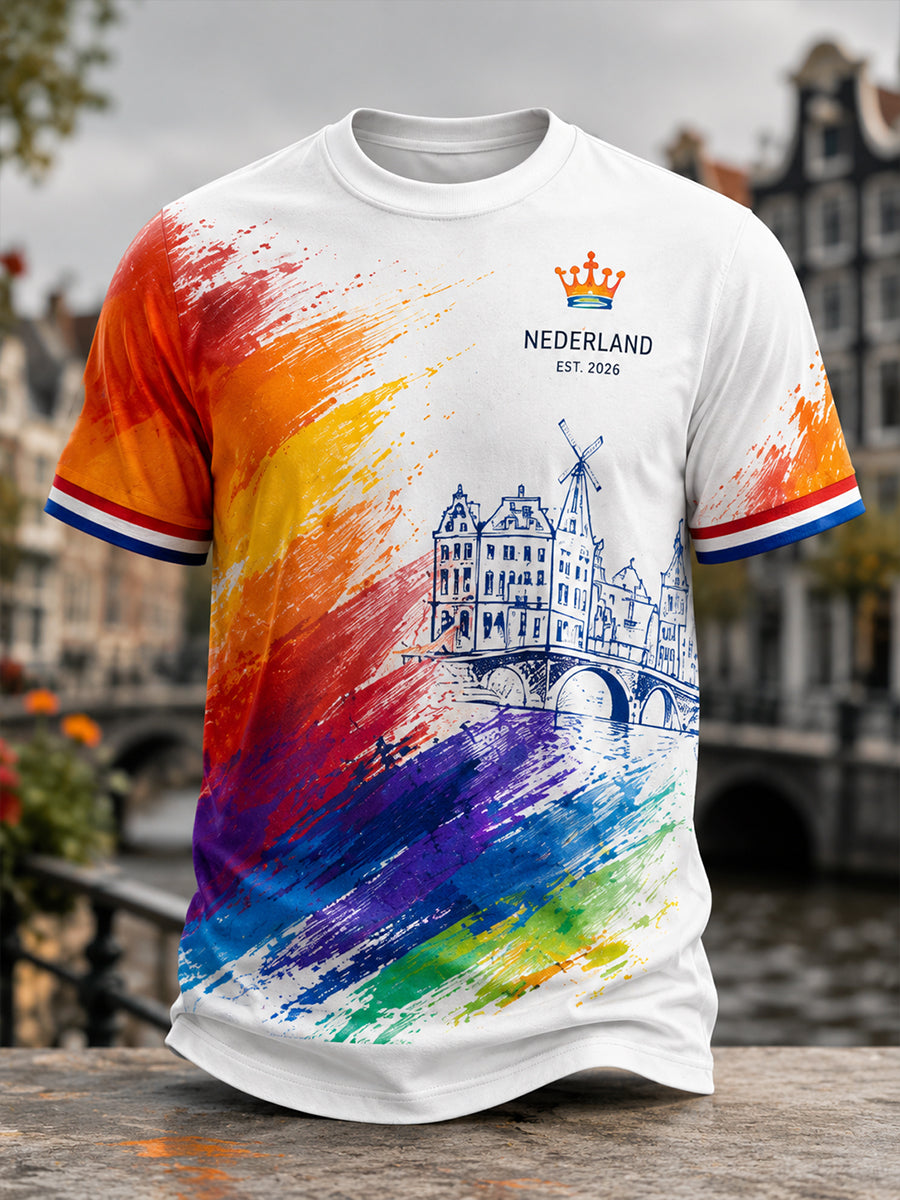 Heren-T-shirt met korte mouwen en print met thema vrijheid voor de LHBT-gemeenschap