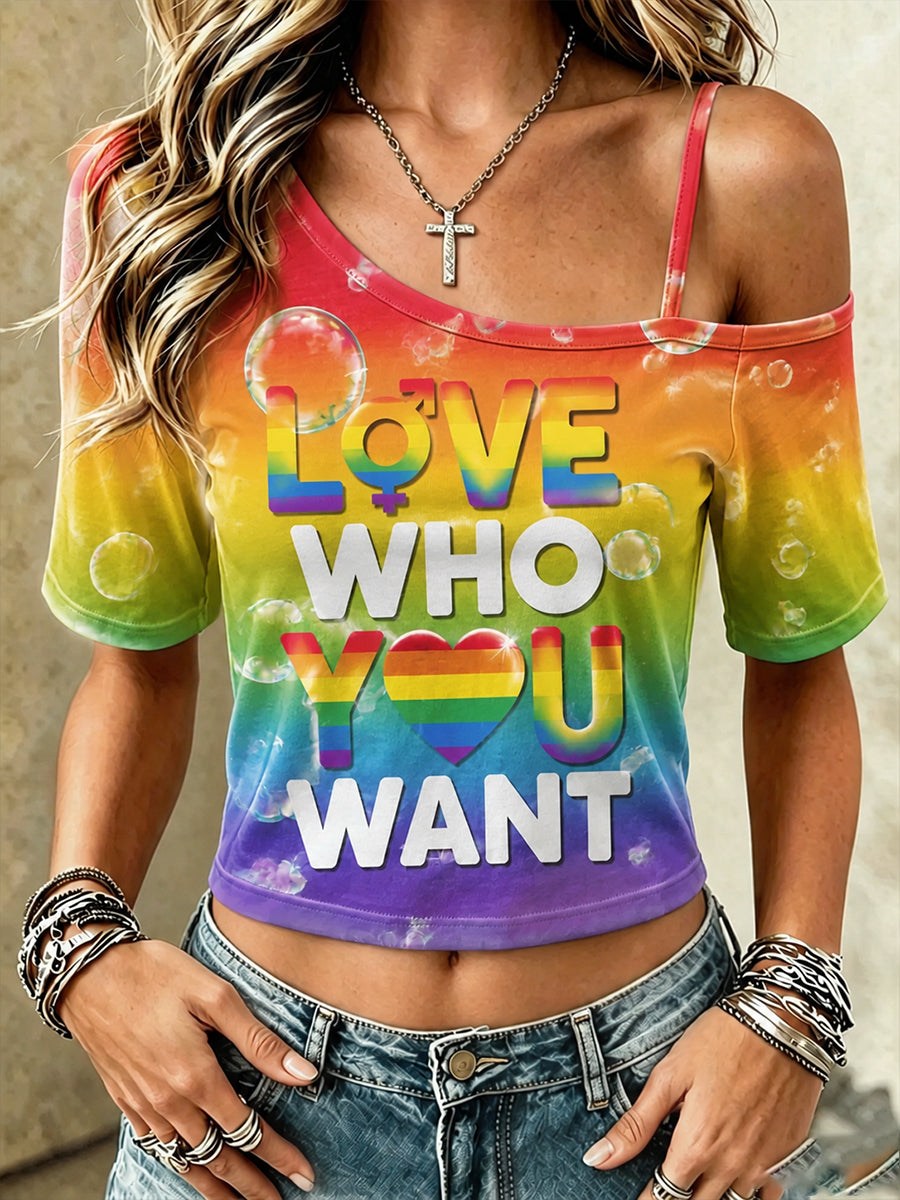 Pride Moon Print met korte mouwen en hemdje voor dames