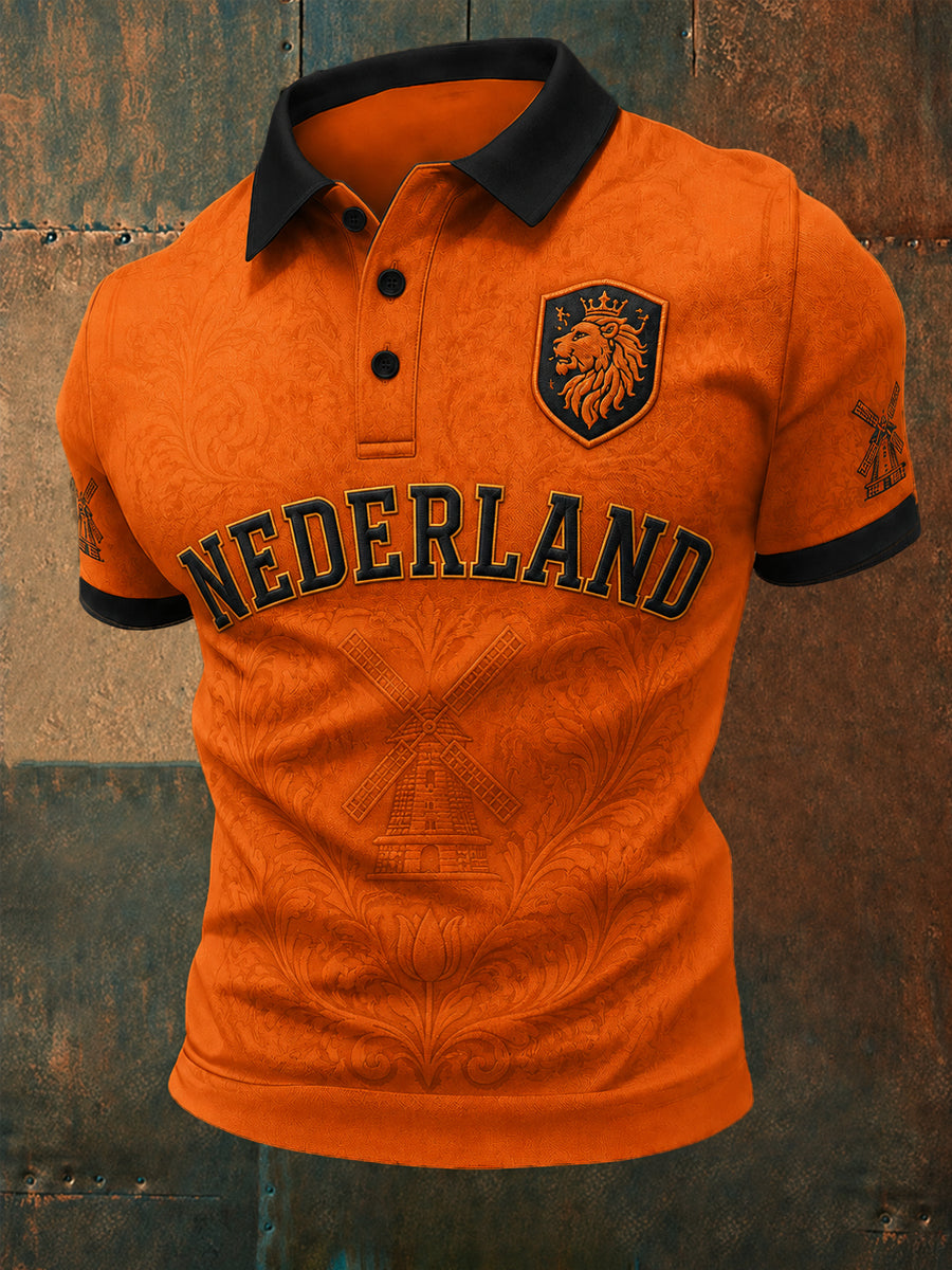 Herenkado voor voetbalfans, bedrukt casual poloshirt