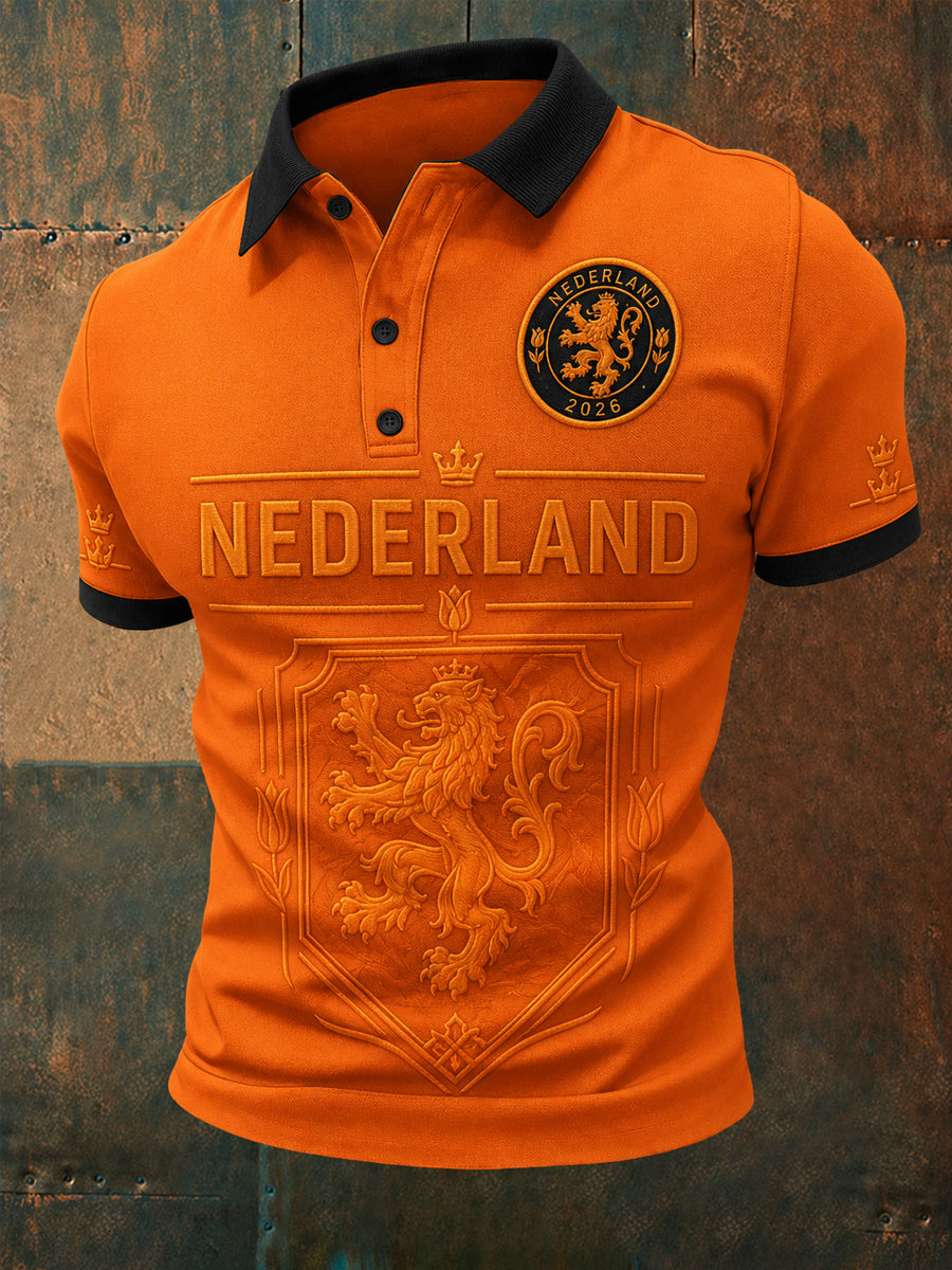 Herenkado voor voetbalfans, bedrukt casual poloshirt
