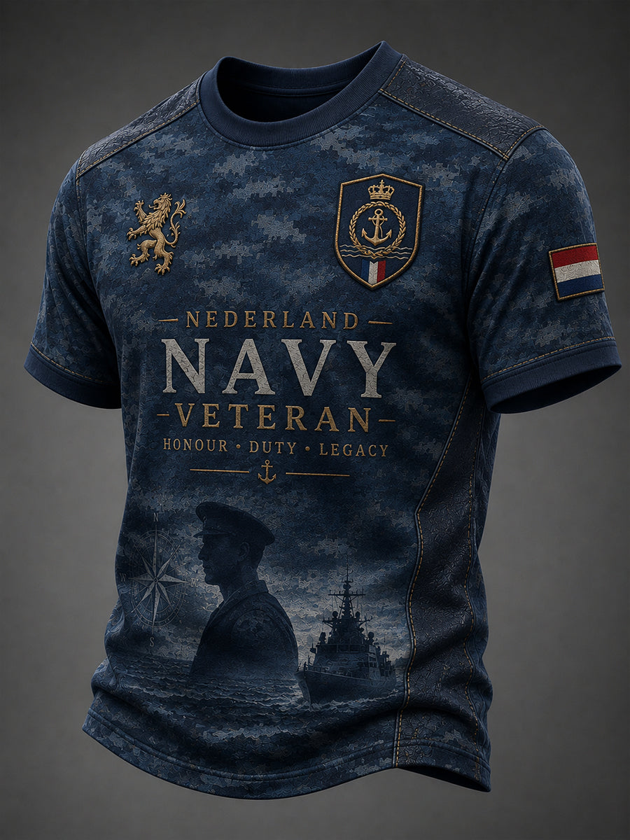 Heren T-shirt met korte mouwen in retrocamouflageprint voor veteranen
