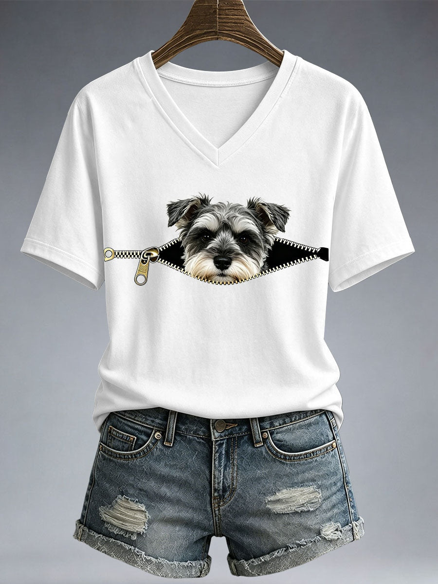 Funny Schnauzer print T-shirt voor dames