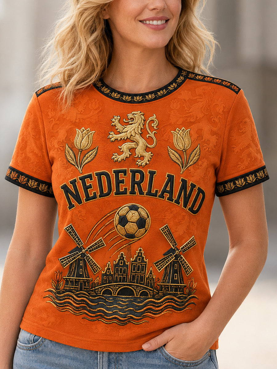 Damescadeau voor voetbalfans, casual T-shirt met opdruk