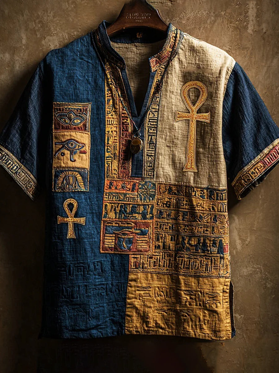 Mannen oude Egyptische print T-shirt