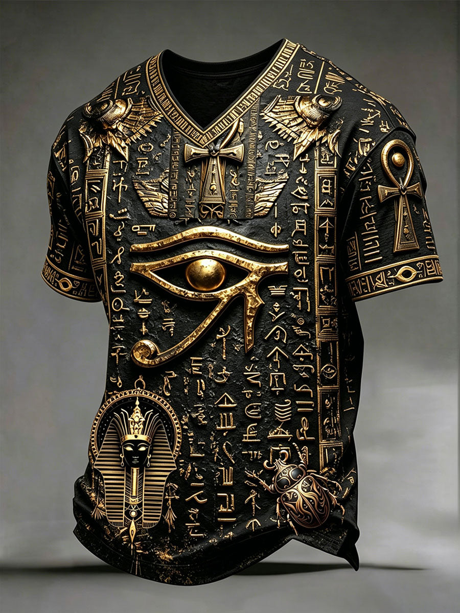 Oud Egyptisch oog van Horus V-hals T-shirts voor heren