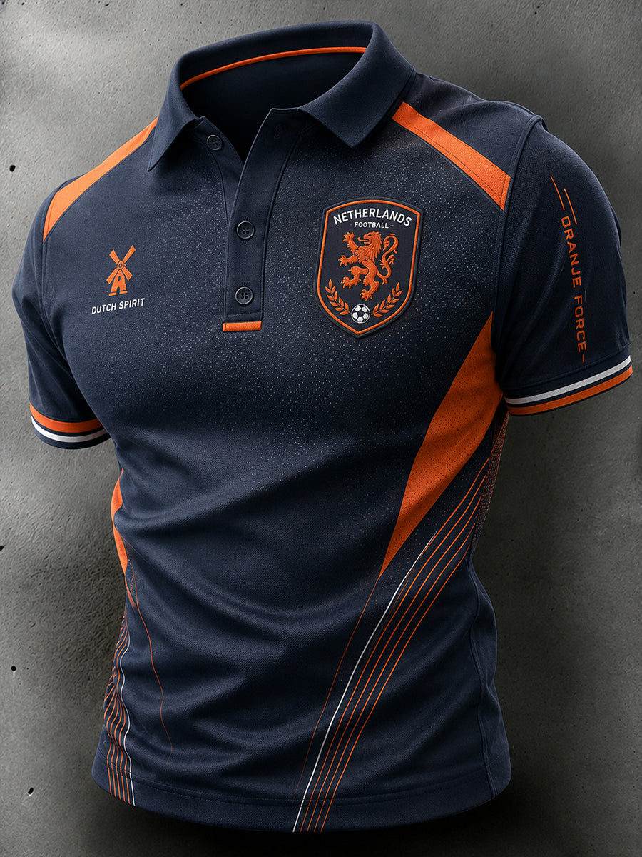 Herenpoloshirt met korte mouwen en voetbalprint