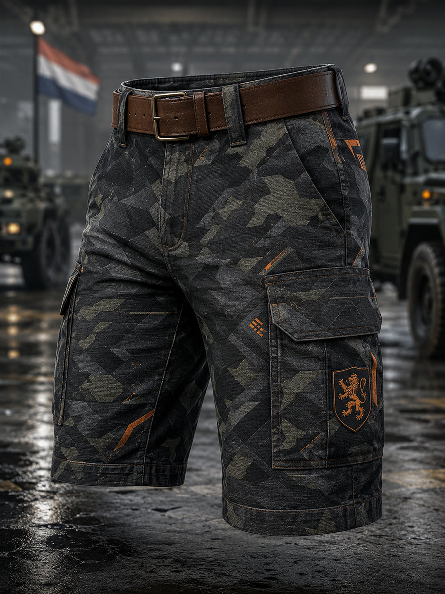 Gecropde cargobroek voor heren met militair camouflageprint