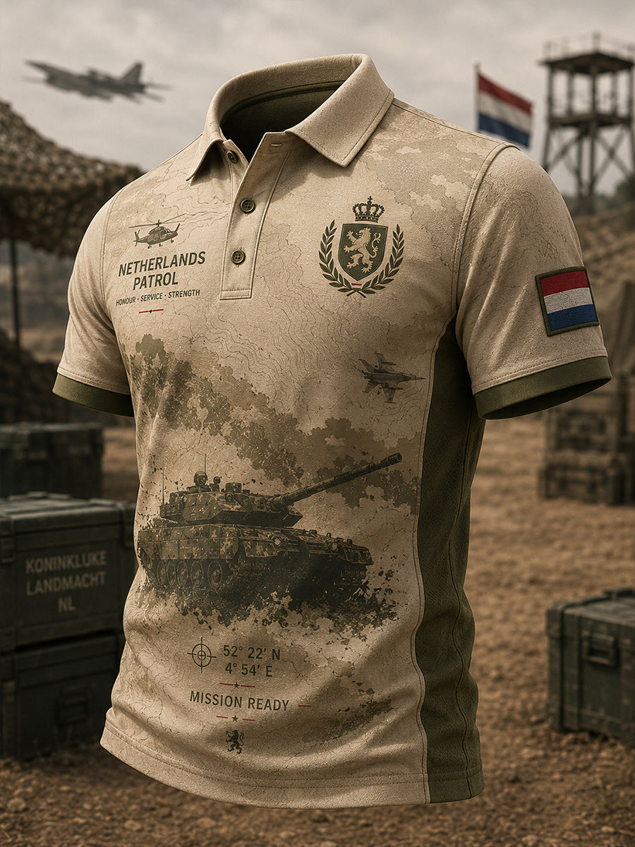 Gesneden cargobroek voor heren met vintage militaire print