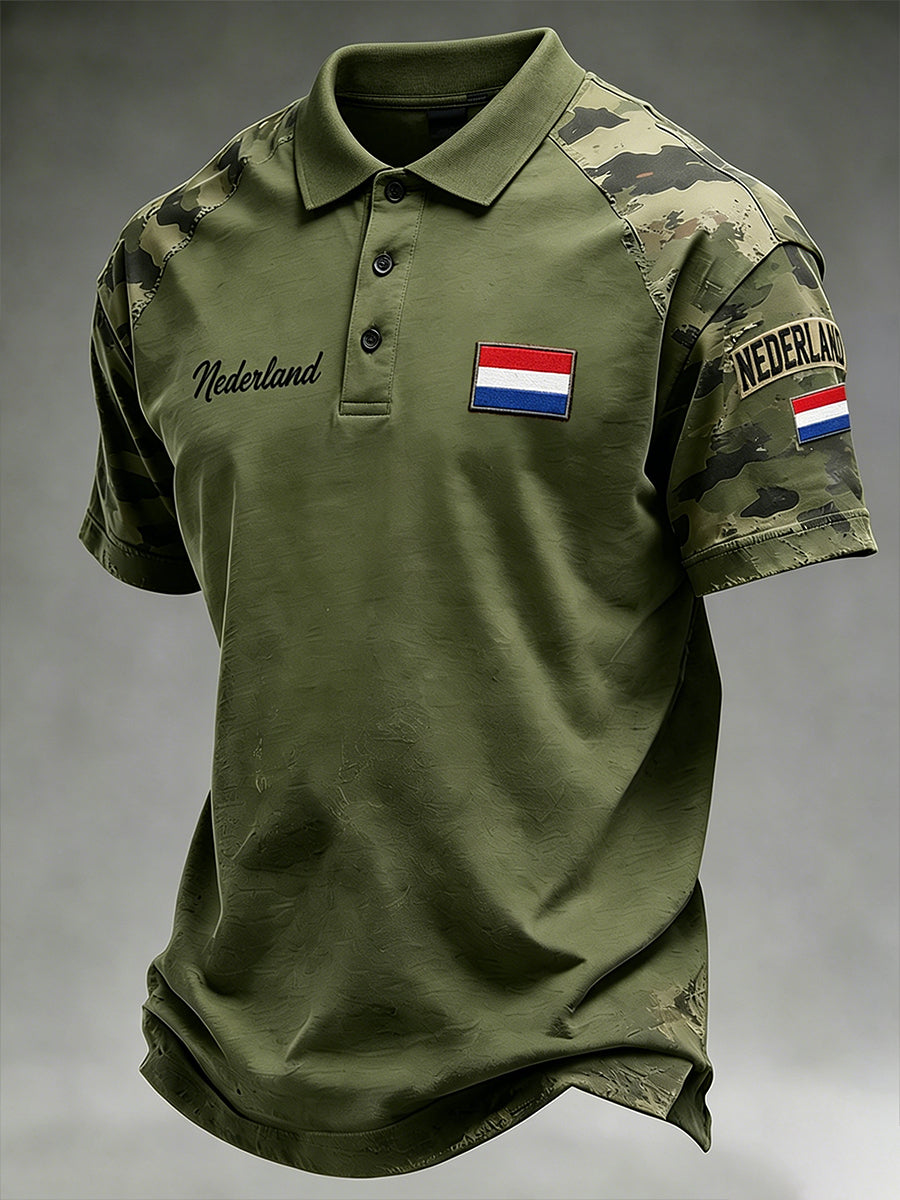 Gesneden cargobroek voor heren met vintage militaire print