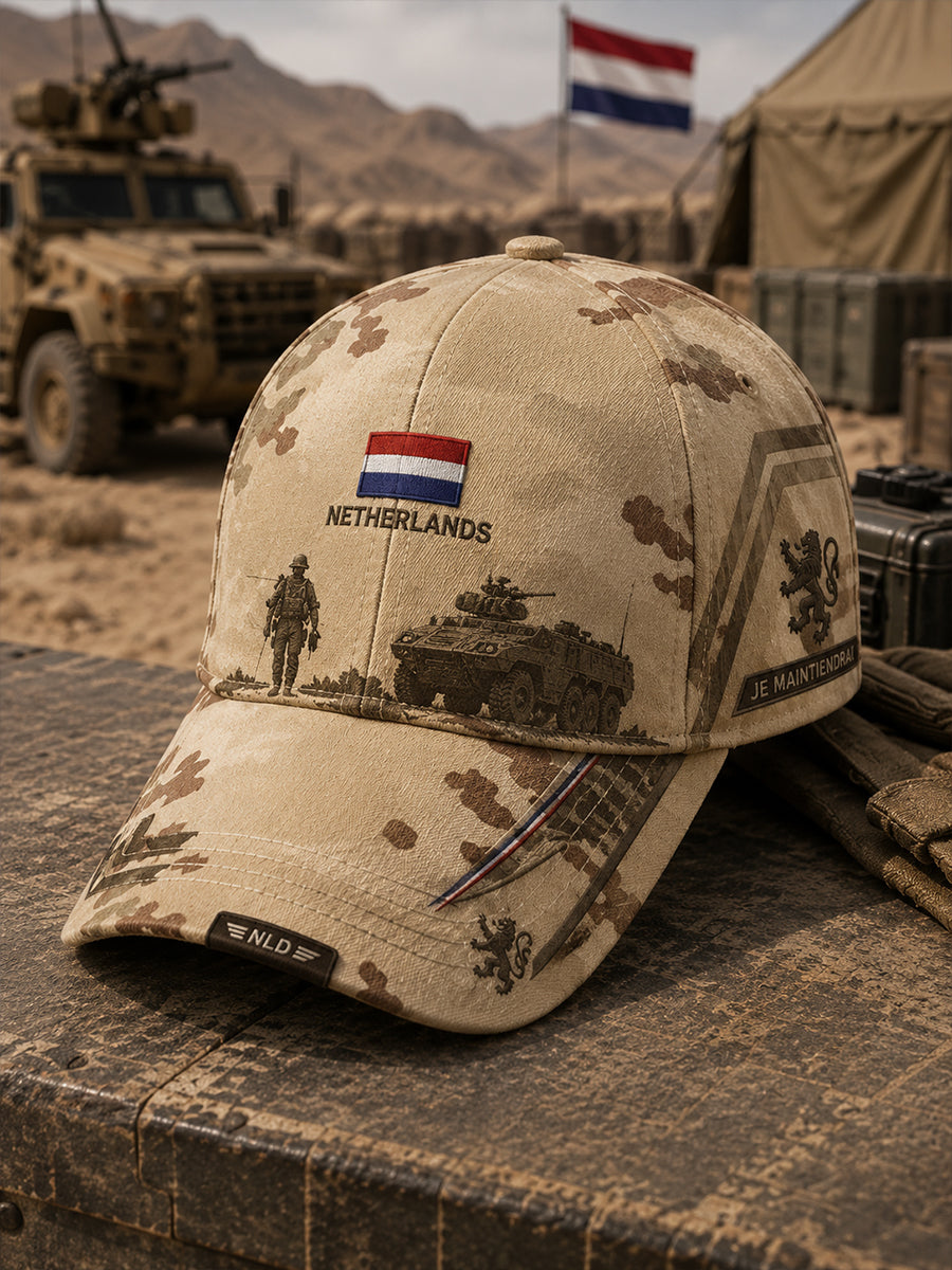 Muts met militaire print in vintagestijl