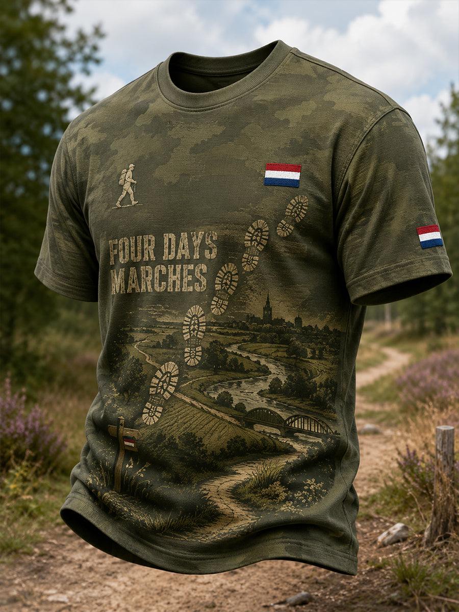 Heren-T-shirt met korte mouwen en camouflageprint in militaire stijl