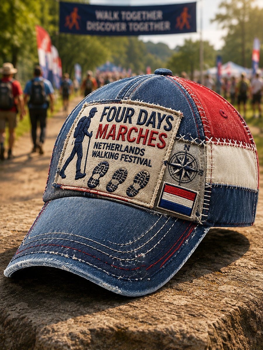 Grafisch bedrukte hoed voor het Vierdaagsefeest voor mannen
