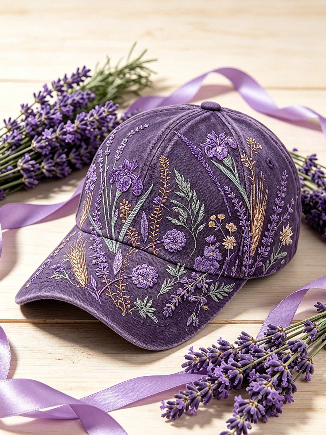 Dames paarse plant bloemenpatroon unisex hoed