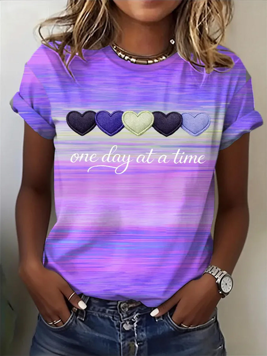 Dames-T-shirt met print ter ondersteuning van het bewustzijn rondom Alzheimer