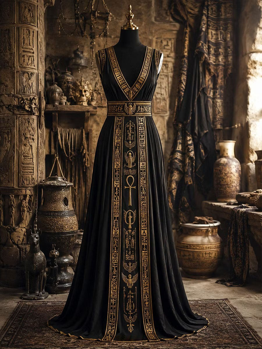 Dames Egypte-kunst maxi-jurk