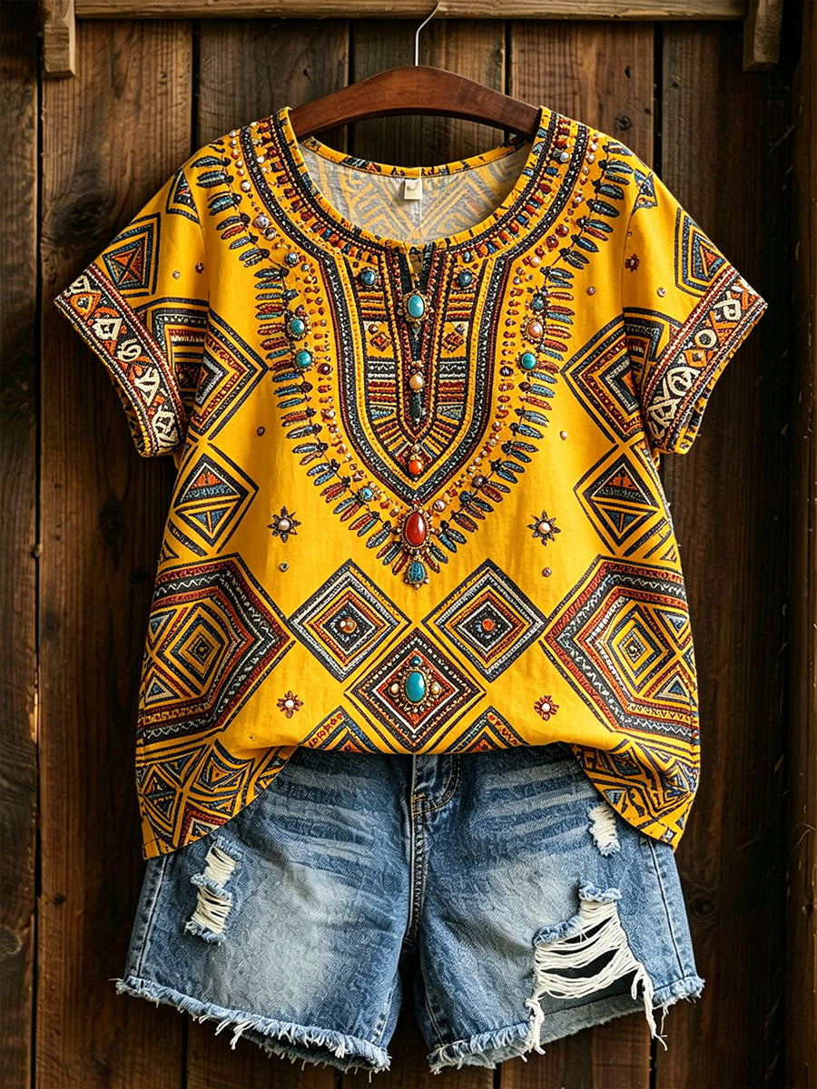 Afrikaans katoenen linnen shirt voor dames