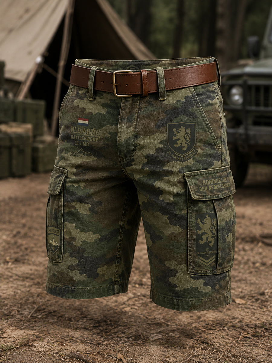 Gecropde cargobroek voor heren met militair camouflageprint
