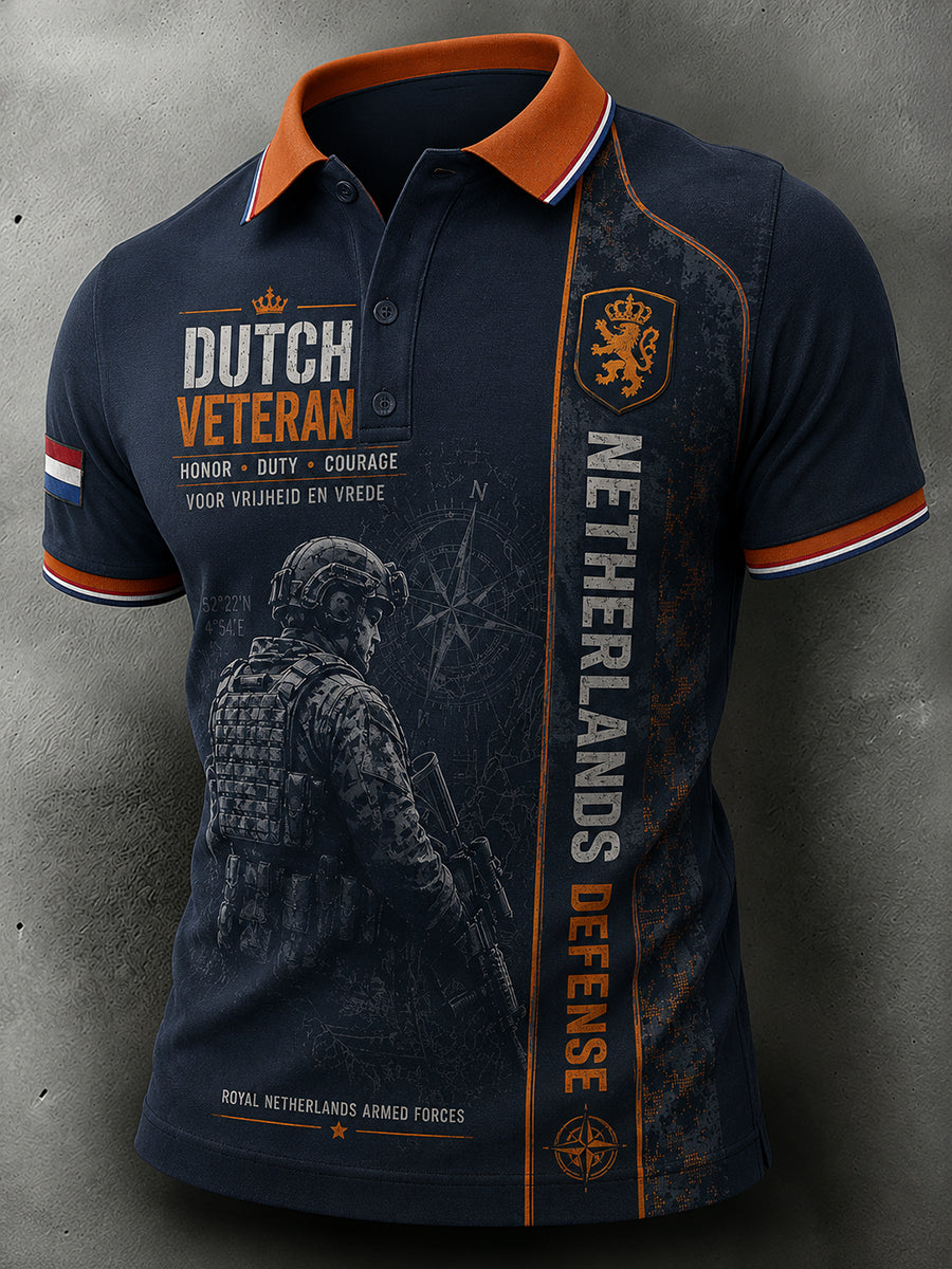 Herenpoloshirt met korte mouwen en militair camouflagemotief
